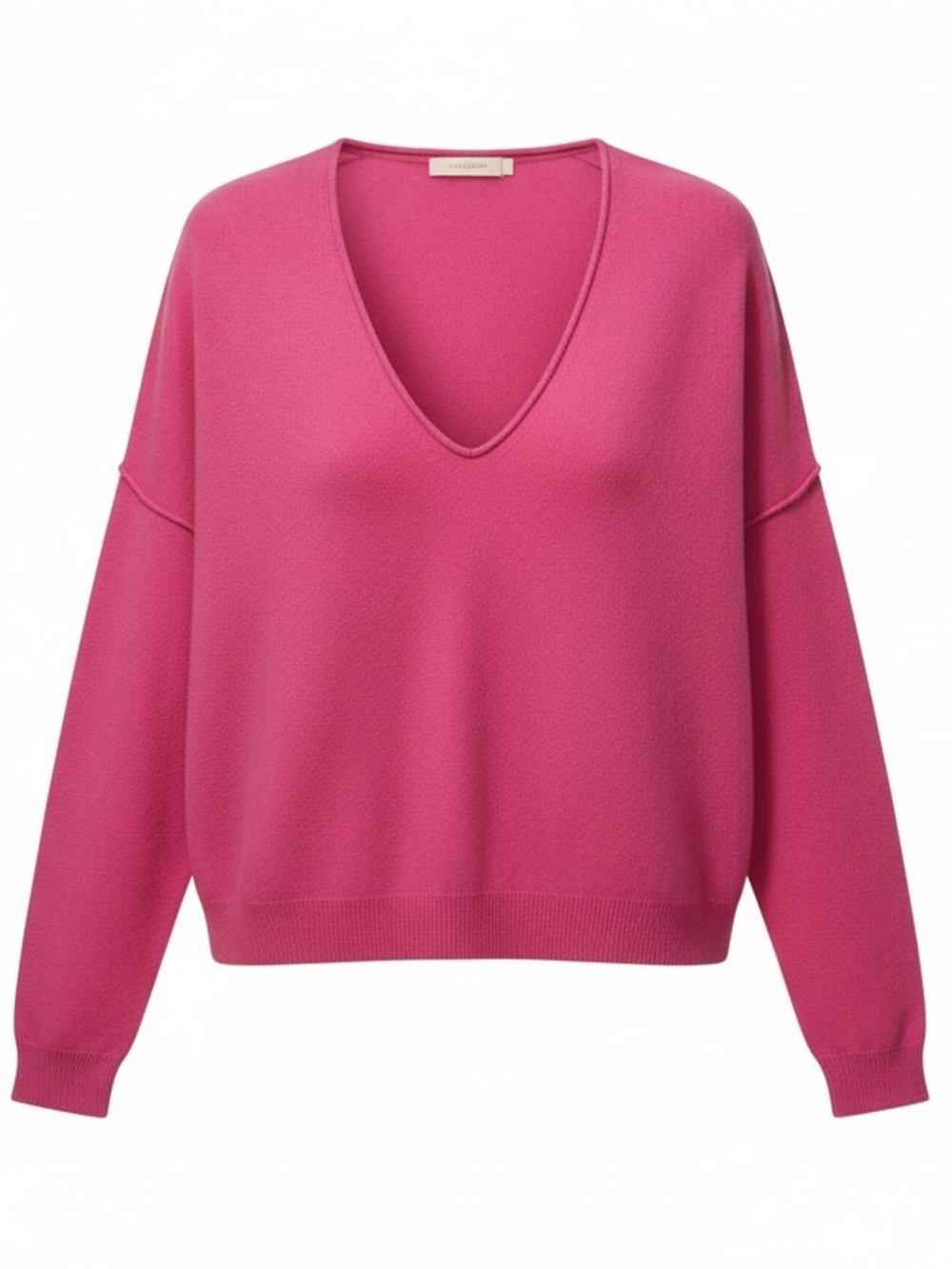 Anthropologie Pilcro Valani 100% Cashmere V-Neck Cropped Sweater - Hot Pink Med